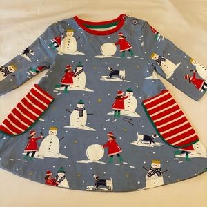 Mini Boden Snowman Dress 2t-3t